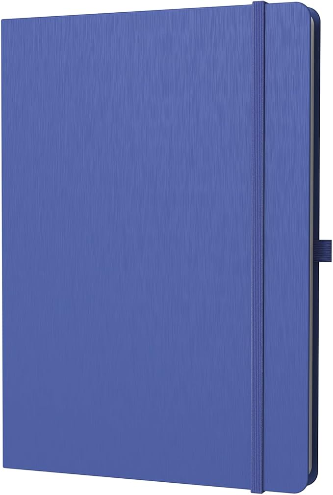 A4 Lined Journal Notebook, 8mm Ruled Notepad, Journaling for Writing, Work, School, Travel and Note Taking, Hardcover 160 Pages (80 Sheets) 8.27 x 11.6 inches (Blue)-DeskLoop Office