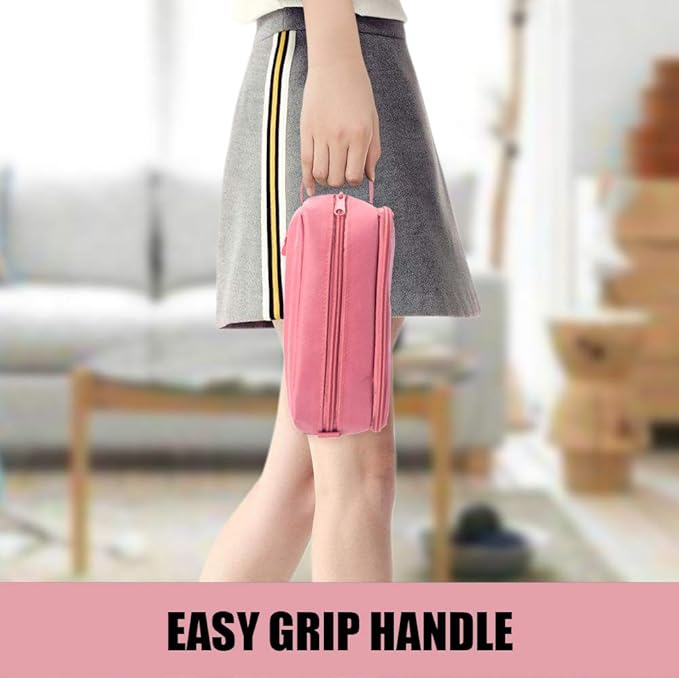 Sooez High Capacity Pencil Case, Big Pencil Bag Pouch Box Organizer Pen Case, Portable Journaling Supplies with Easy Grip Handle & Loop, Asthetic Supply for Girls Adults, Pink-DeskLoop Office