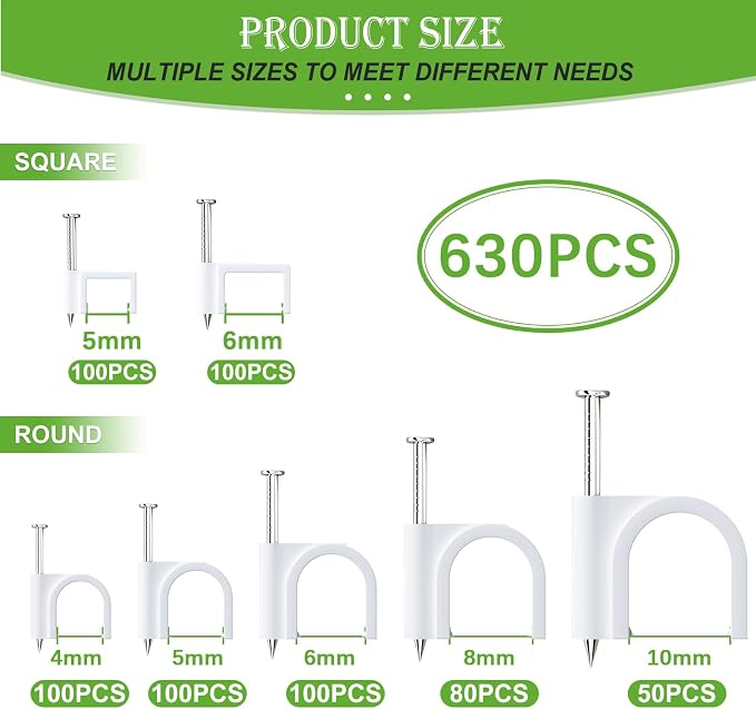 mxuteuk 630PCS Cable Clips - Image 2