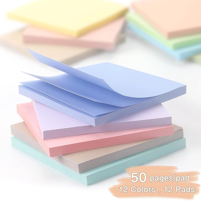 Osboo Sticky Notes 3x3 Inch, 12 Pack, 12 Pastel Multi Colors Note Pads - Image 5