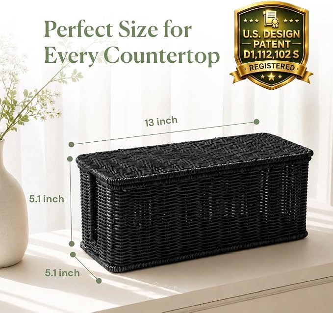 Cable Management Box, Handmade Rattan Cable Organizer - Image 2