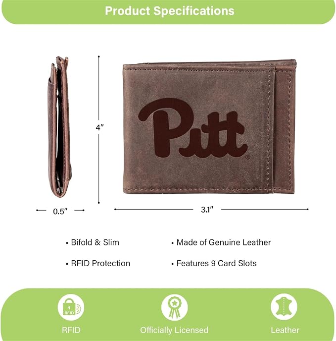 Team Sports America NCAA University of Pittsburgh Front Pocket Slim Wallet - Image 3