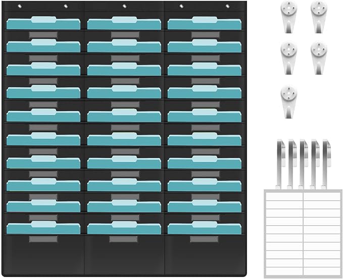 KIKIGOAL 30 Pockets Hanging Wall File Organizer, Heavy Duty Storage Pocket Chart by KIKIGOAL+FITNESS
