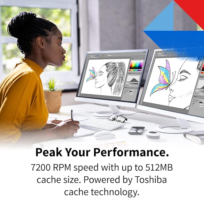 Toshiba X300 PRO 22TB High Workload Performance for Creative Professionals 3.5-Inch Internal Hard Drive – Up to 300 TB/Year Workload Rate CMR SATA 6 Gb/s 7200 RPM 512 MB Cache - HDWR62CXZSTB