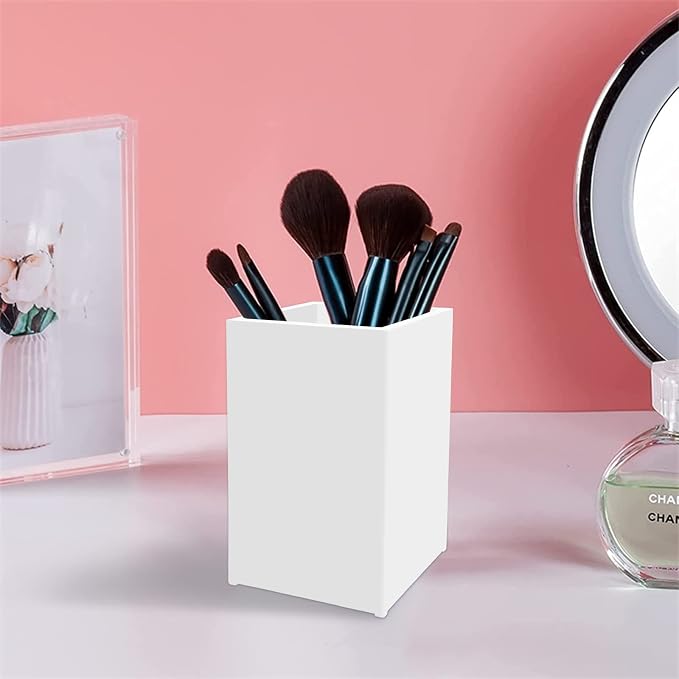 White Acrylic Pencil Pen Holder Cup 2 Pack, Desk Accessories Holder, Makeup - Image 6