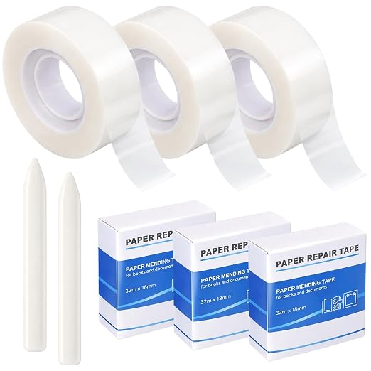 3 Rolls Archival Document Repair Tape Kit Book Repair Acid-Free Tape by Unknown