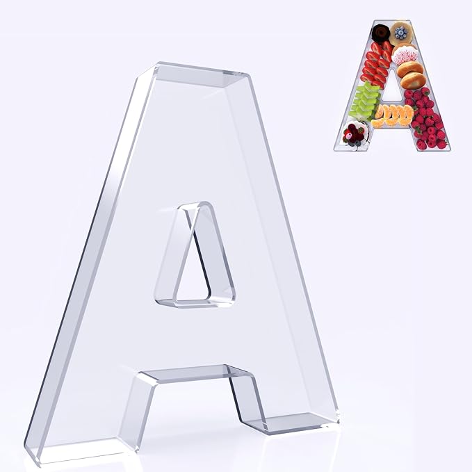 11" Acrylic Letter Charcuterie Box, Reusable Fillable Alphabet Number Shaped by RUFHVTY