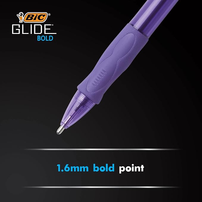 BIC Glide Bold Retractable Ball Pen, Bold Point, Rubber Grip - Image 6