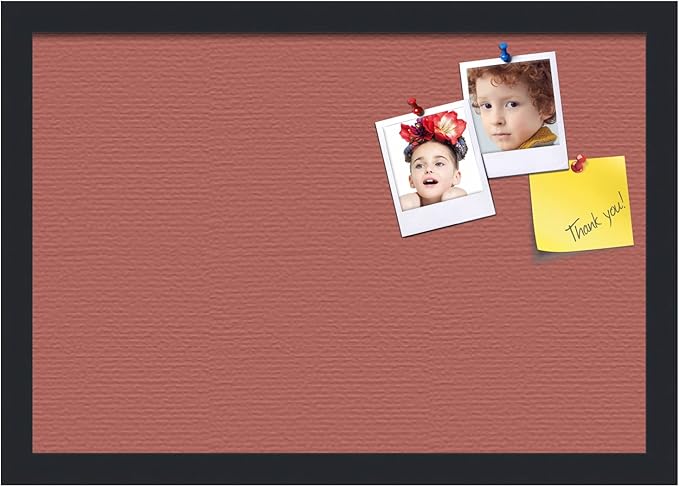 PinPix 19x13 Inch Cork Bulletin Board. This Decorative Framed Pin Board Comes with Crimson Pastel Design and a Satin Black Frame. Ideal for Home Office Decor or Message Board (PinPix-1807)-DeskLoop Office