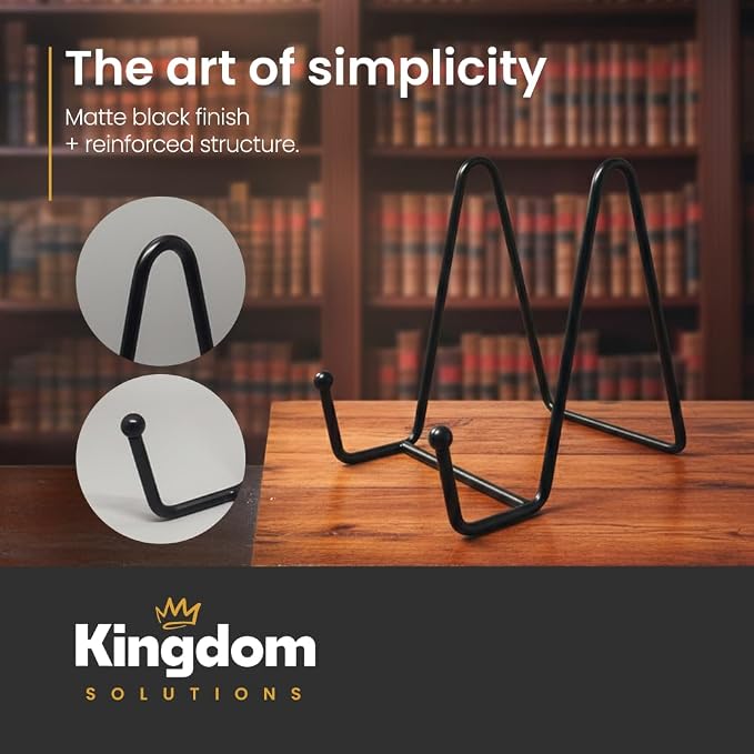 KINGDOM SOLUTIONS 4" 2-Pack Metal Stands Black – Book Stand – Sturdy Plate - Image 6