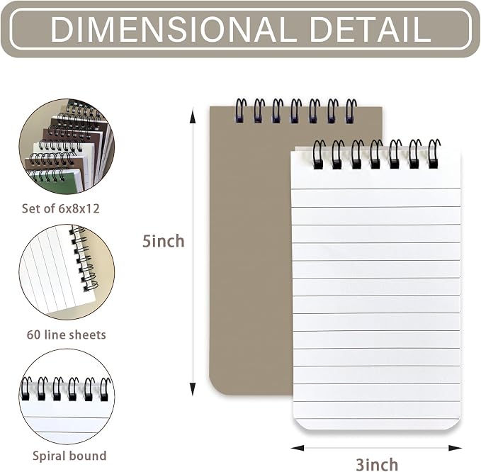 KTOJOY 8 Pack Small Pocket Notebook Small 3x5 Spiral Notepads - Image 2