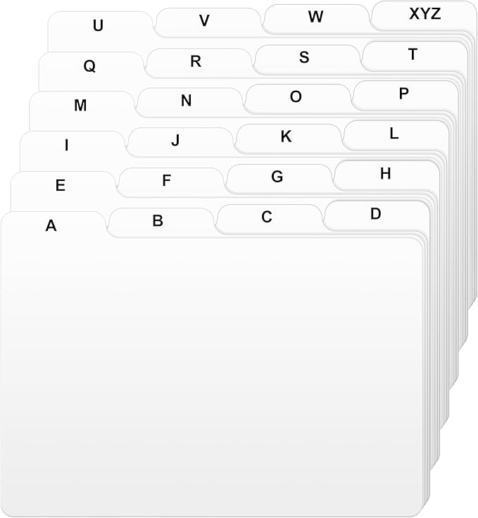 4x6 Index Card Alphabet Tab Dividers 24 pcs by Alfion