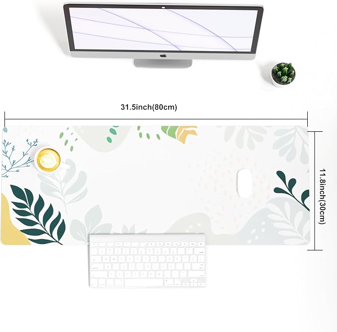 Colorful Star Abstract Boho Large Mouse Pad, Waterproof Green White Desk Mat - Image 6