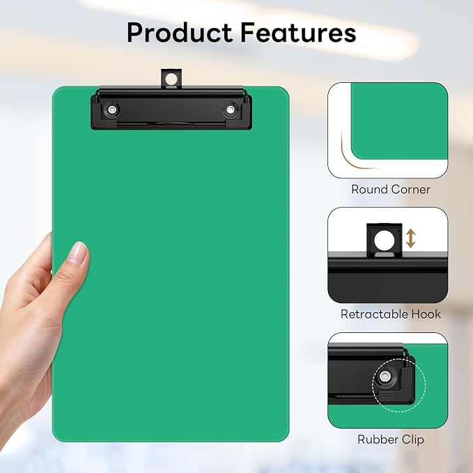 6 Pack Colorful Small Clipboard, A5 Mini Clip Board | Black Clip, 9 x 6" - Image 3