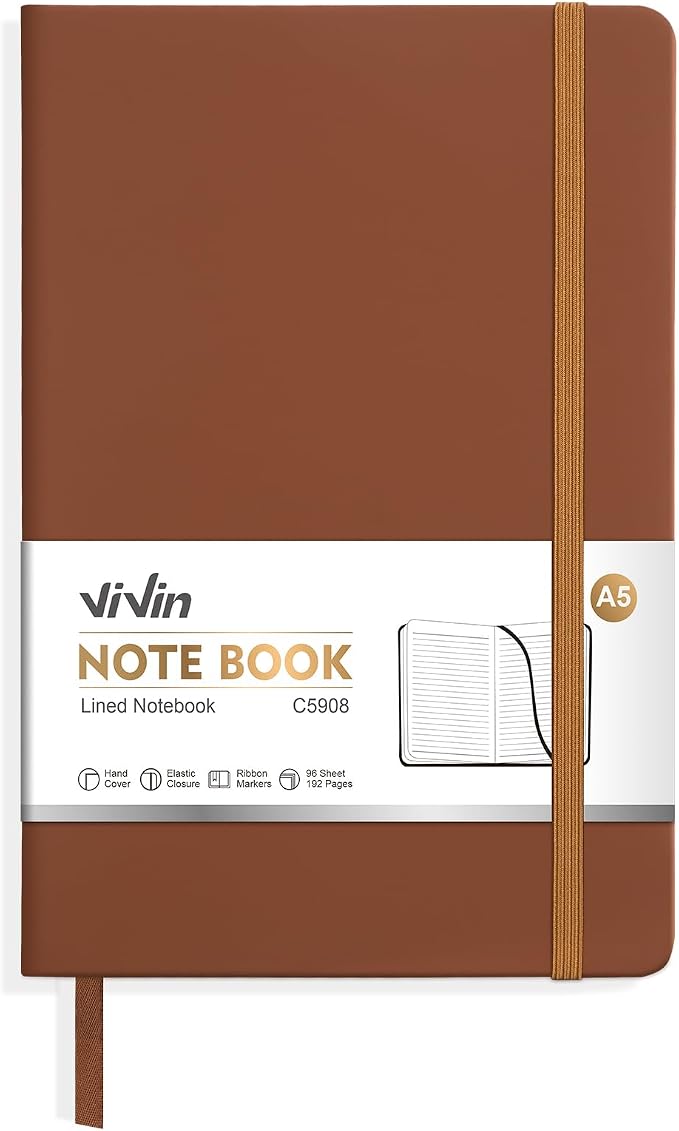 ViVin Lined Journal Notebooks for Work, 192 Pages, Medium 5.5 x 8.3 inch by ViVin