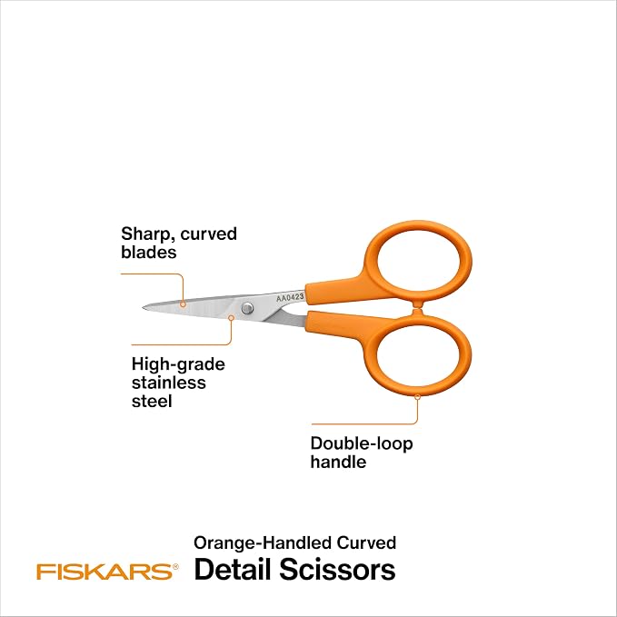 Fiskars 98087097J Curved Craft Scissors, 4 Inch, steel and orange - Image 2