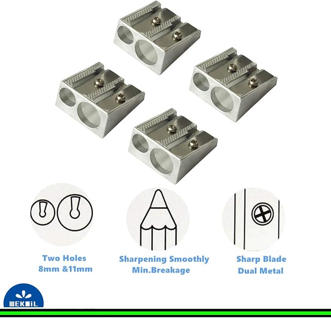 Pencil Sharpeners Manual Twin Metal Dual Sharpening Blade Double Holes - Image 3