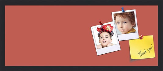 PinPix 30x12 Inch Cork Bulletin Board. This Decorative Framed Pin Board Comes with Crimson Pastel Design and a Satin Black Frame. Ideal for Home Office Decor or Message Board (PinPix-1807)-DeskLoop Office