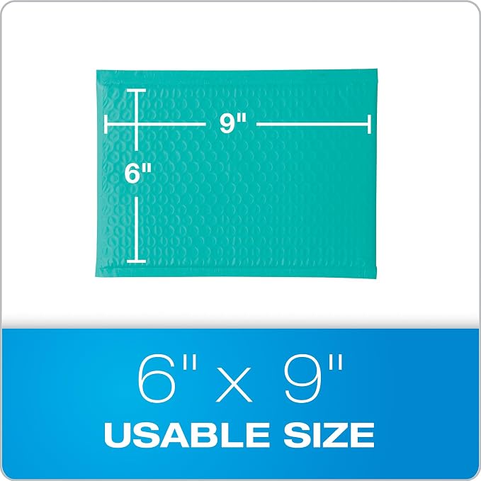 Quality Park Bubble Mailers, 6 x 9 Inch, Teal Poly Mailers, Padded Envelopes - Image 6