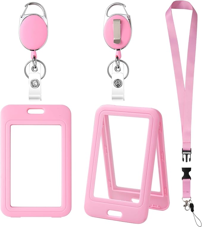 ID Badge Holder with Retractable Reel & Detachable Lanyard Clip, Double-Sided by Unknown