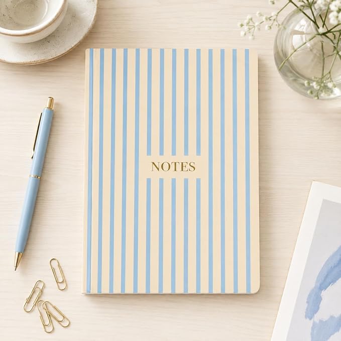 Pearhead Hardcover Journal Notebook 6x8 – Cream & Blue Stripe College-Ruled - Image 6