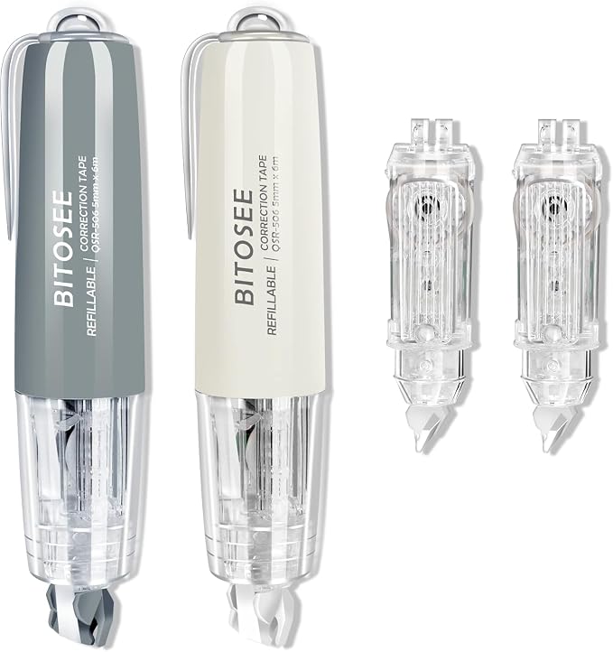 Refillable Retractable Quick Dry White Correction Tape, Mini Small Aesthetic by BITOSEE