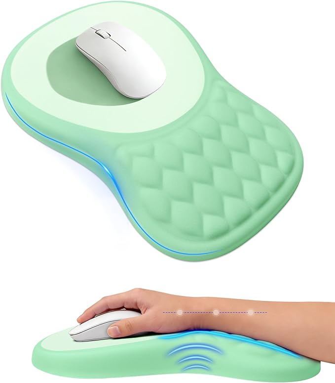 Ergonomic Mouse Pad with Wrist Rest, Slope Design Memory Foam Support, Smooth by PVIPCZ
