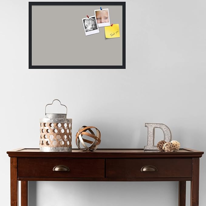 PinPix 27x18 Inch Cork Bulletin Board. This Decorative Framed Pin Board Comes with Dark Stone Design and a Satin Black Frame. Ideal for Home Office Decor or Message Board (PinPix-1808)-DeskLoop Office