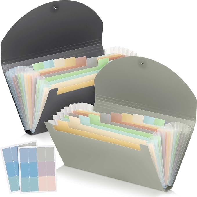Harloon 2 Pack 13 Pockets Expanding File Folder and Cover Folder by Muasung