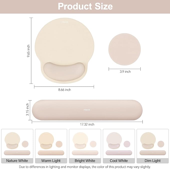 MOSISO Wrist Rest Support for Mouse Pad&Keyboard Set, Circle Curved Ergonomic - Image 7