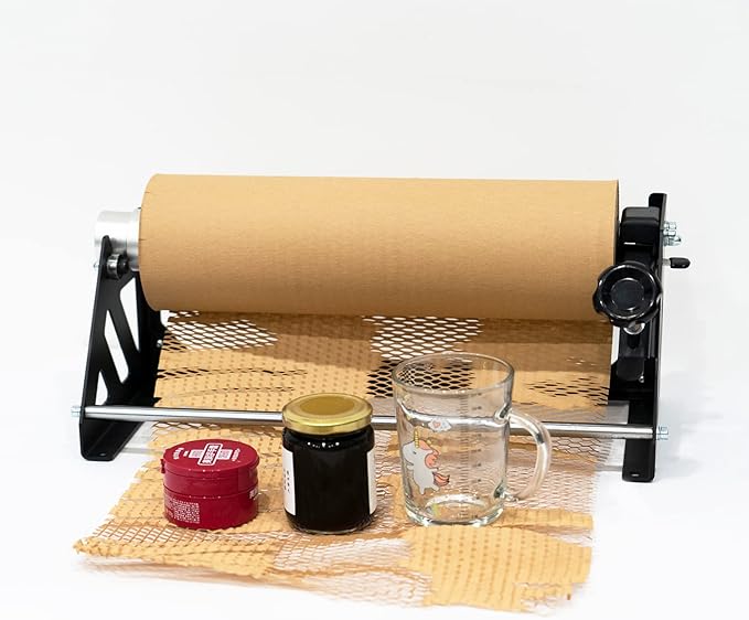 Honeycomb Packing Paper Roll Dispenser for Packaging, Improve Packing Efficiency, Kraft Wrapping Paper Holder Manual Cutter Machine for Small Business, Dispenser Machine Only, Core Size 2inch-DeskLoop Office