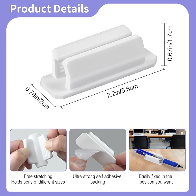 20 Pack Silicone Pencil Holders, Adhesive Pen And Marker Holders, Wall - Image 3
