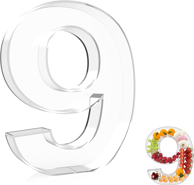 13.8" Extra Large Acrylic Number Charcuterie Board Box, Reusable Fillable by RUFHVTY
