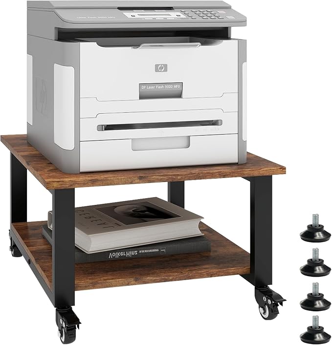 Natwind 2 Tier Laser Printer Stand, Retro | Large Printer Table Copier Stand - Image 2