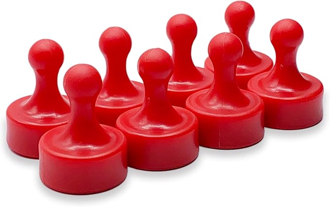 GLASSBOARD STUDIO Powerful Neodymium Magnets, Pawn-Shaped - Strong Fridge/Refrigerator and Whiteboard Magnet, Ideal for Office, Kitchen, Crafts - Rare Earth, Heavy Duty (8, Red)-DeskLoop Office