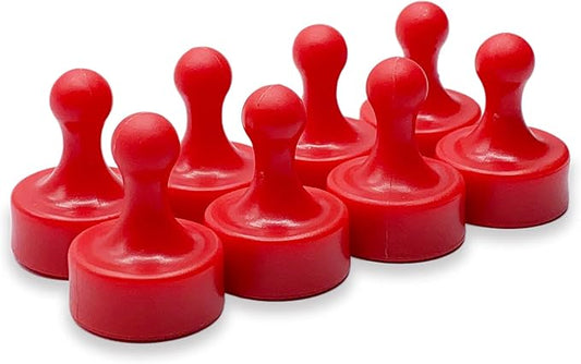 GLASSBOARD STUDIO Powerful Neodymium Magnets, Pawn-Shaped - Strong Fridge/Refrigerator and Whiteboard Magnet, Ideal for Office, Kitchen, Crafts - Rare Earth, Heavy Duty (8, Red)-DeskLoop Office