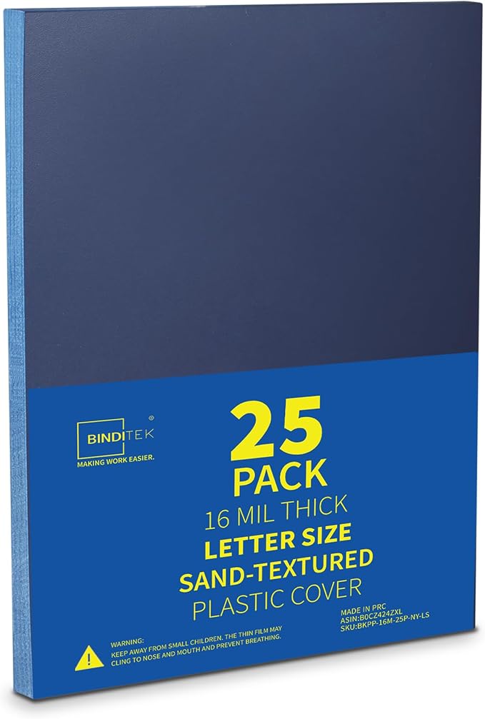 Binditek 25 Pack 16 Mil Sand-Textured Polycover, Heavy Weight Binding Front and by Binditek