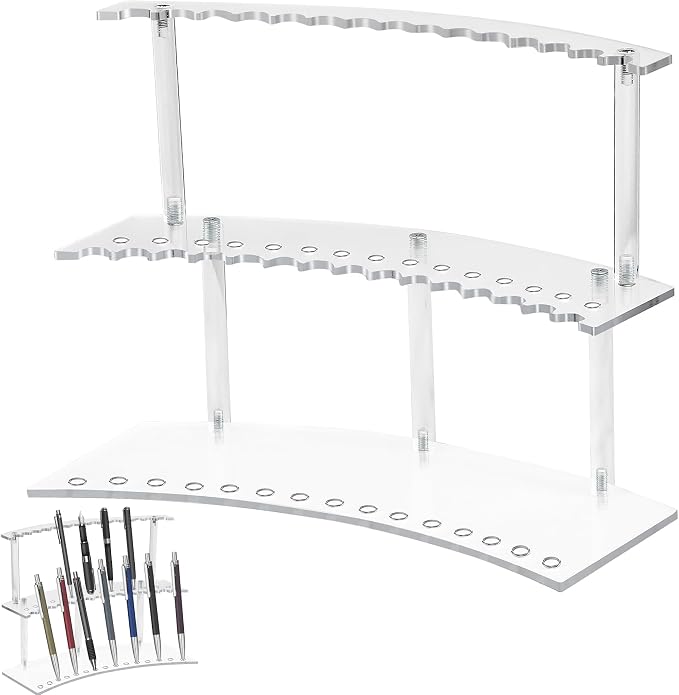 30-Slot Acrylic Pen Holder & 2 Tier Detachable Display Stand by Unknown