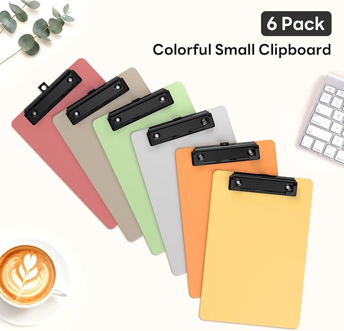 6 Pack Colorful Small Clipboard, A5 Mini Clip Board | Black Clip, 9 x 6" - Image 5