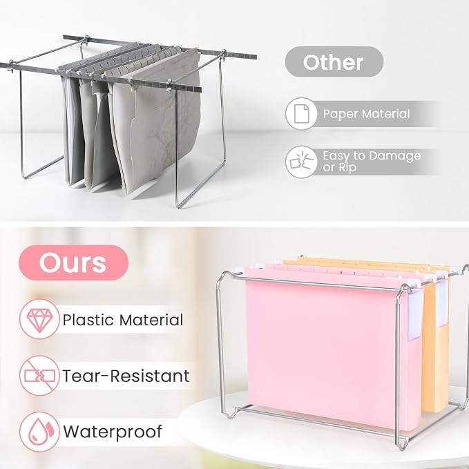Sooez Extra Capacity Plastic Hanging File Folders, File Organizer - Image 3