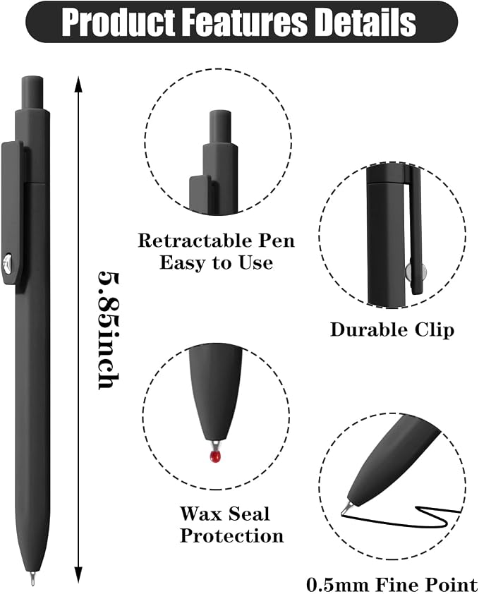 Vitoler Black Ink Gel Pens, For Teachers, For Nurses, Quick dry, Liquid Ink - Image 5