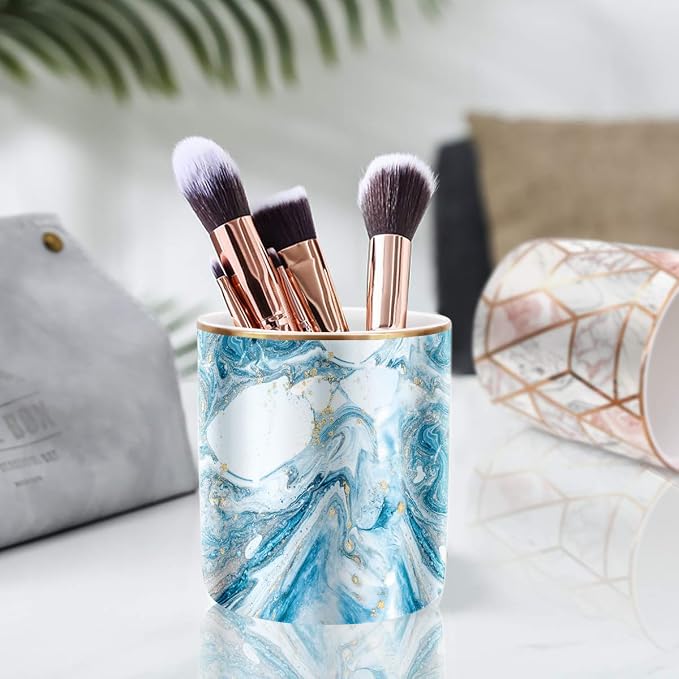 Pen Pencil Holder for Desk, Marble Desk Decor Organizer, Durable Ceramic Pencil - Image 2