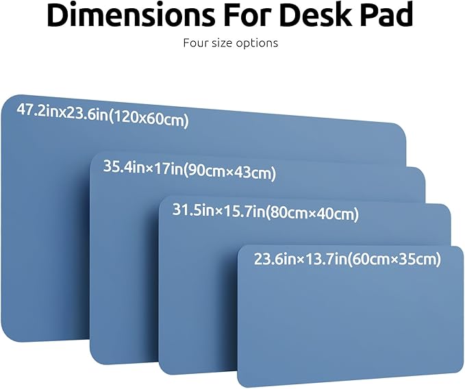 YSAGi Leather Desk Protector, Office Mat, Large Mouse Mat, Non-Slip PU Leather Blotter, Laptop Desk Pad, Waterproof Writing Pad for Office and Home (Sea Blue, 23.6" x 13.8")-DeskLoop Office