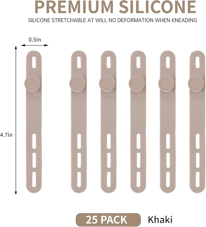 Oligei 25 Pcs Silicone Cable Ties, Cable Ties Reusable, High Elasticity Cord - Image 2