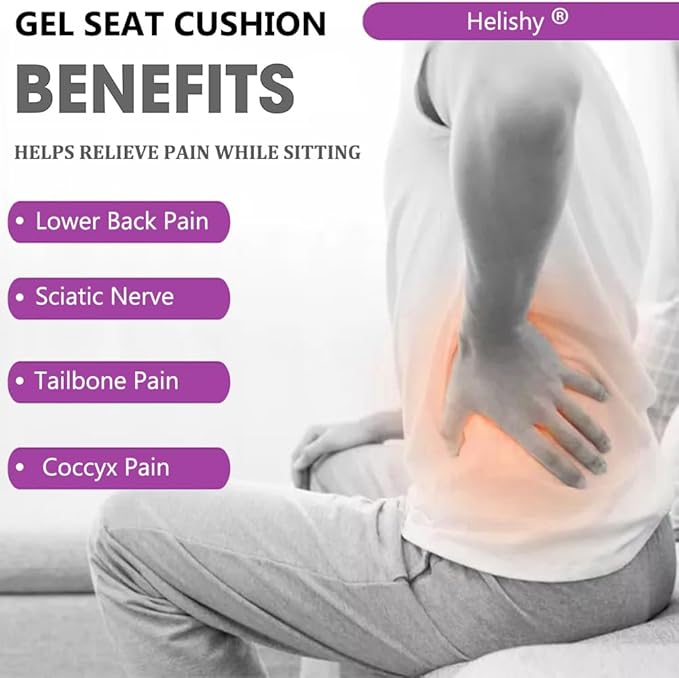 Gel Seat Cushion, Egg Seat Cushion for Tailbone, Back, Sciatica Pain Relief - Gel Enhanced Chair Pads with Non-Slip Cover for Office Home Chair Car Seat Wheelchair (Standard, Violet)-DeskLoop Office