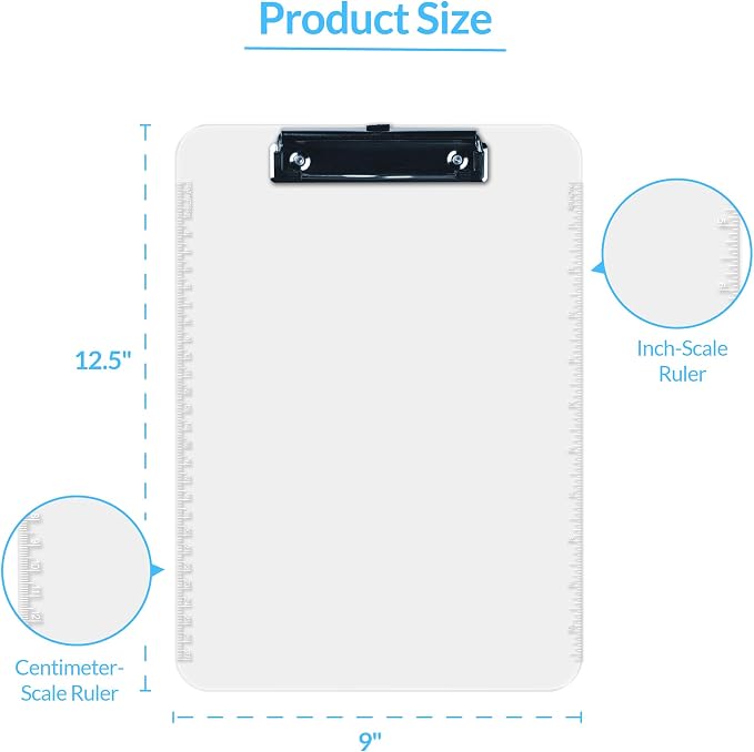 Pack of 6 Plastic Clipboards - Image 4