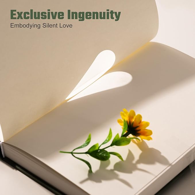 Sunflower Journal for Girls Women Journals for Writing 100GSM College Ruled A5 Leather Notebook for Girls Ages 8-12 Flower Diary with Heart-shaped Shadow, 5.7" x 8.3", Green-DeskLoop Office