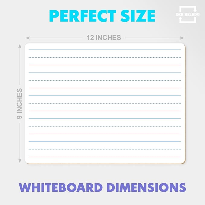 Scribbledo 10 Pack Double Sided Whiteboards Lined Dry Erase Board - Image 2
