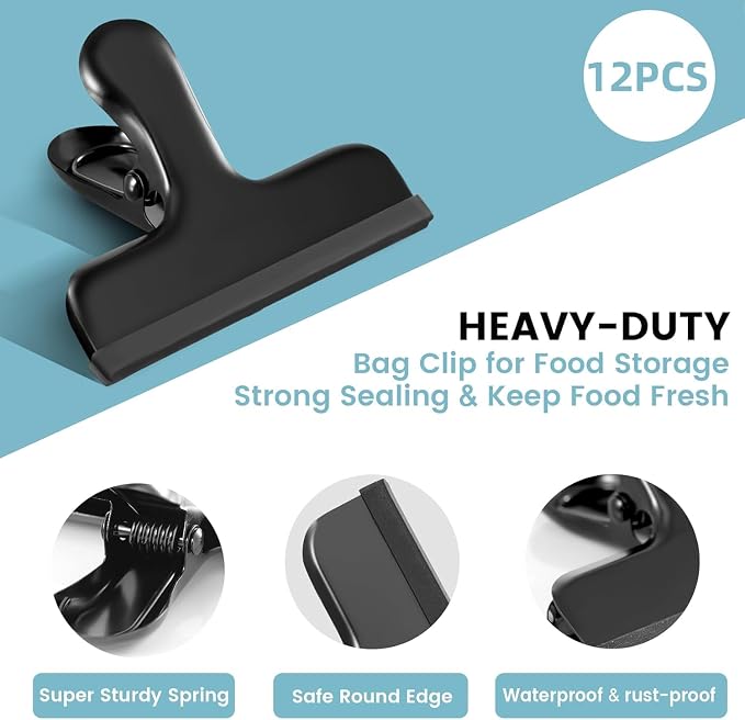 HOUSE AGAIN 6 Pack Stainless Steel Chip Bag Clips Covered - Image 5