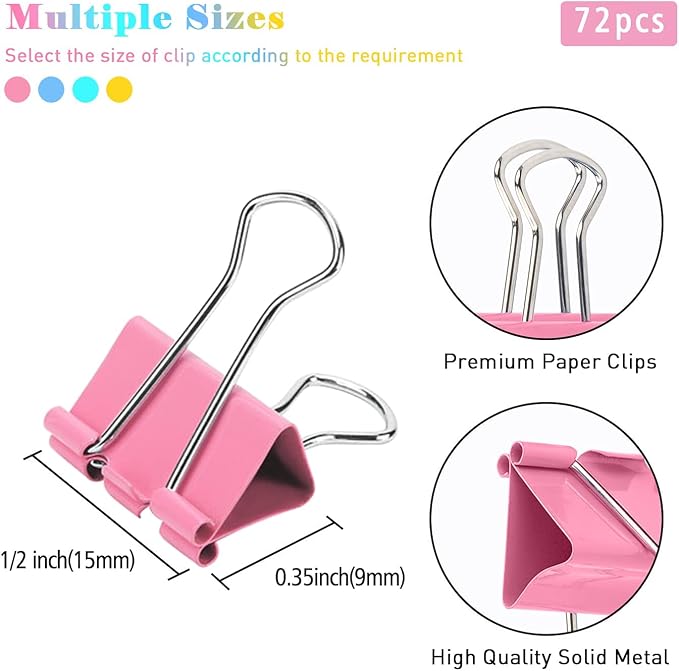 Mini Binder Clips, 120 Pack, 5/8 Inch, Standard 15mm, Micro Paper Clips - Image 3